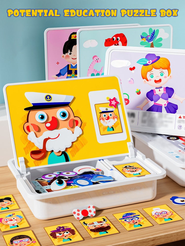 Magnetic Puzzles Face Dress Up Travel Game Double Side Preschool Educational Learning Toys for Kids