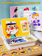 Magnetic Puzzles Face Dress Up Travel Game Double Side Preschool Educational Learning Toys for Kids