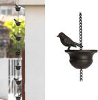 Where Rain Meets Art – Decorative Rain Chain with Bird Bath Design