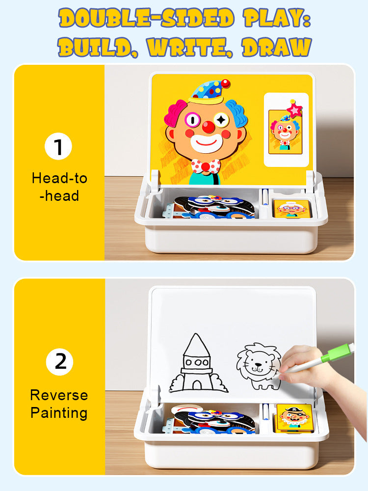 Magnetic Puzzles Face Dress Up Travel Game Double Side Preschool Educational Learning Toys for Kids