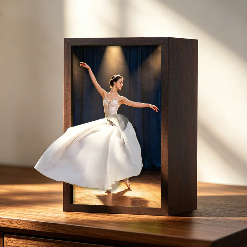 50% off – Paper bowl in solid walnut wood with ballet girl motif / Napkin holder in natural wood
