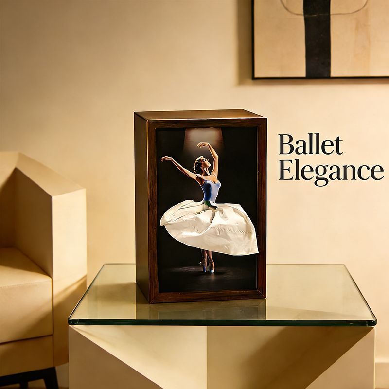 50% off – Paper bowl in solid walnut wood with ballet girl motif / Napkin holder in natural wood