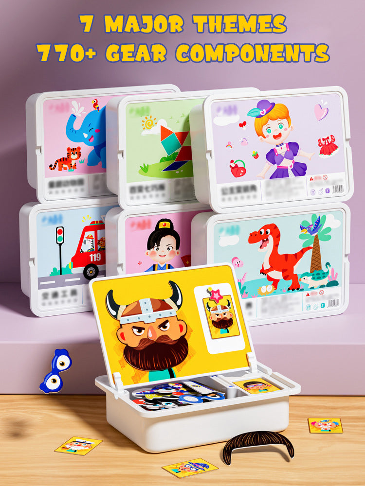 Magnetic Puzzles Face Dress Up Travel Game Double Side Preschool Educational Learning Toys for Kids