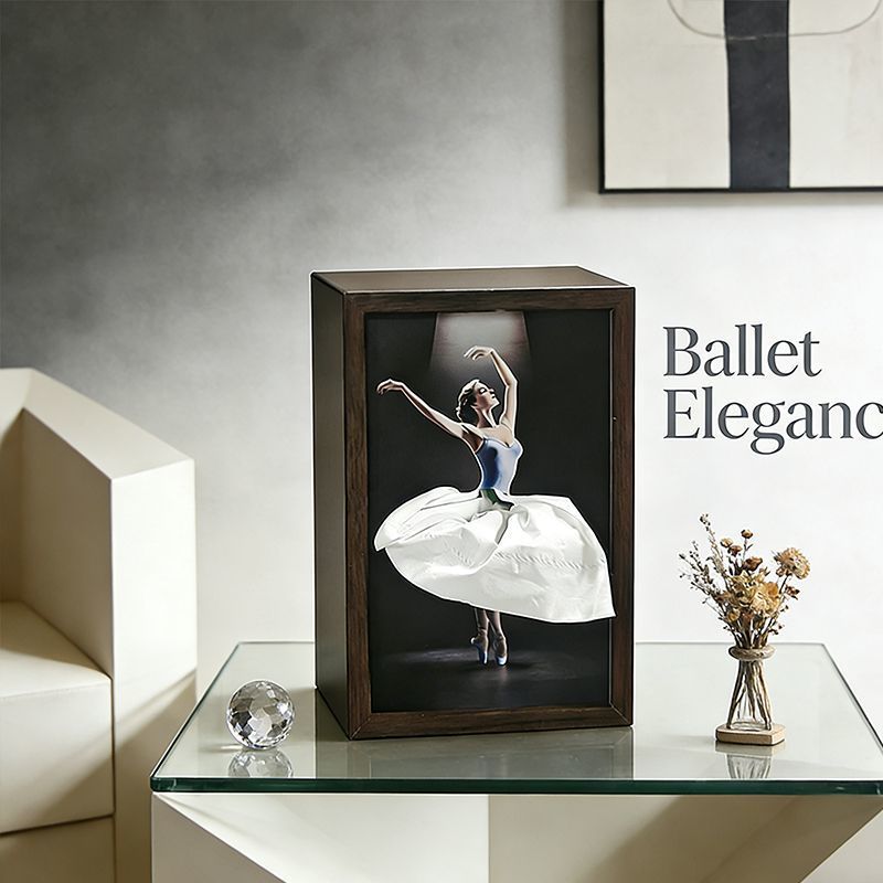 50% off – Paper bowl in solid walnut wood with ballet girl motif / Napkin holder in natural wood