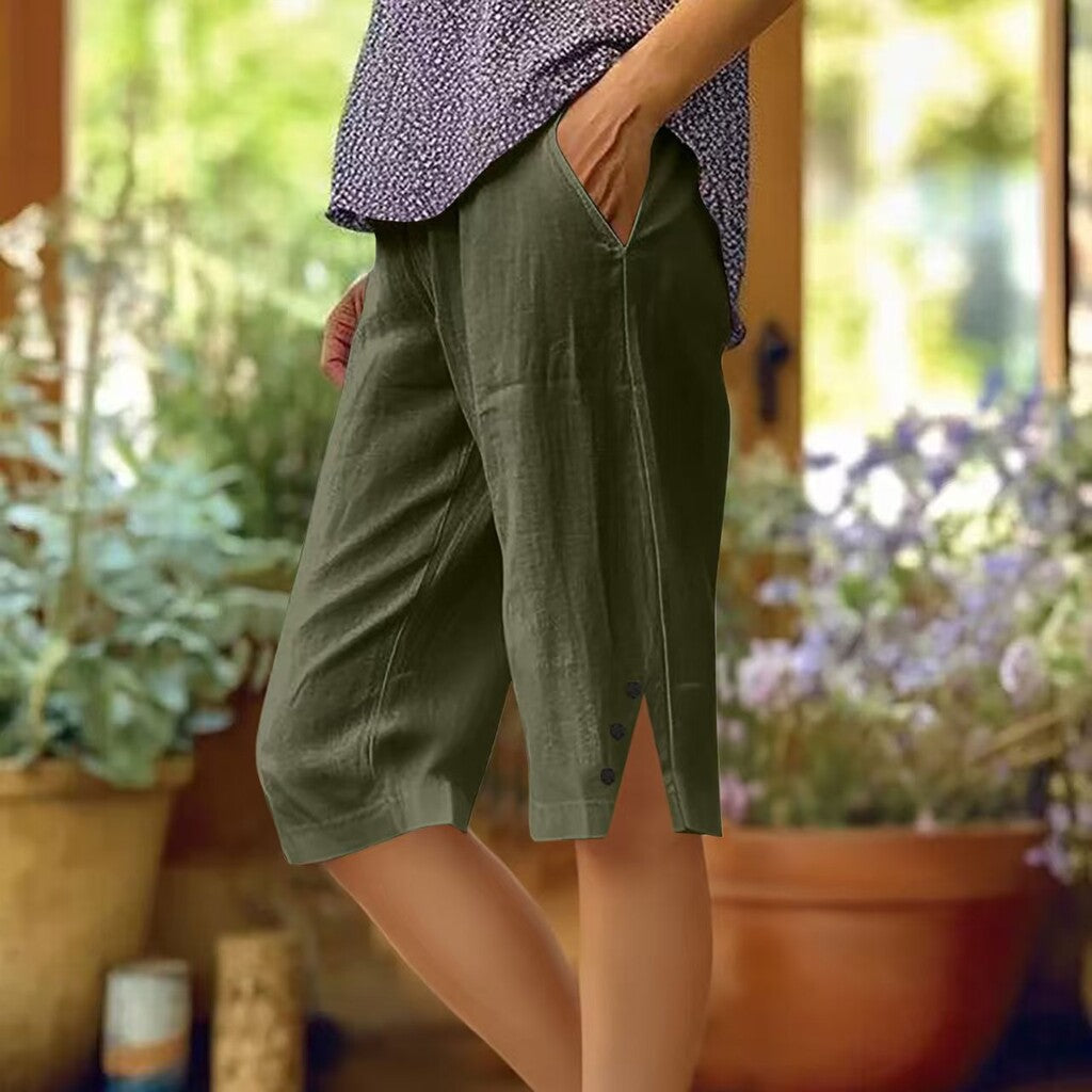📢Limited-time 50% OFF👖Women's Casual Solid Color Pocket Capri Pants