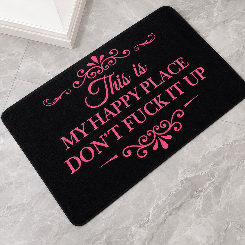 🏡 Happy Place Welcome Mat – Funny Home Entrance Rug