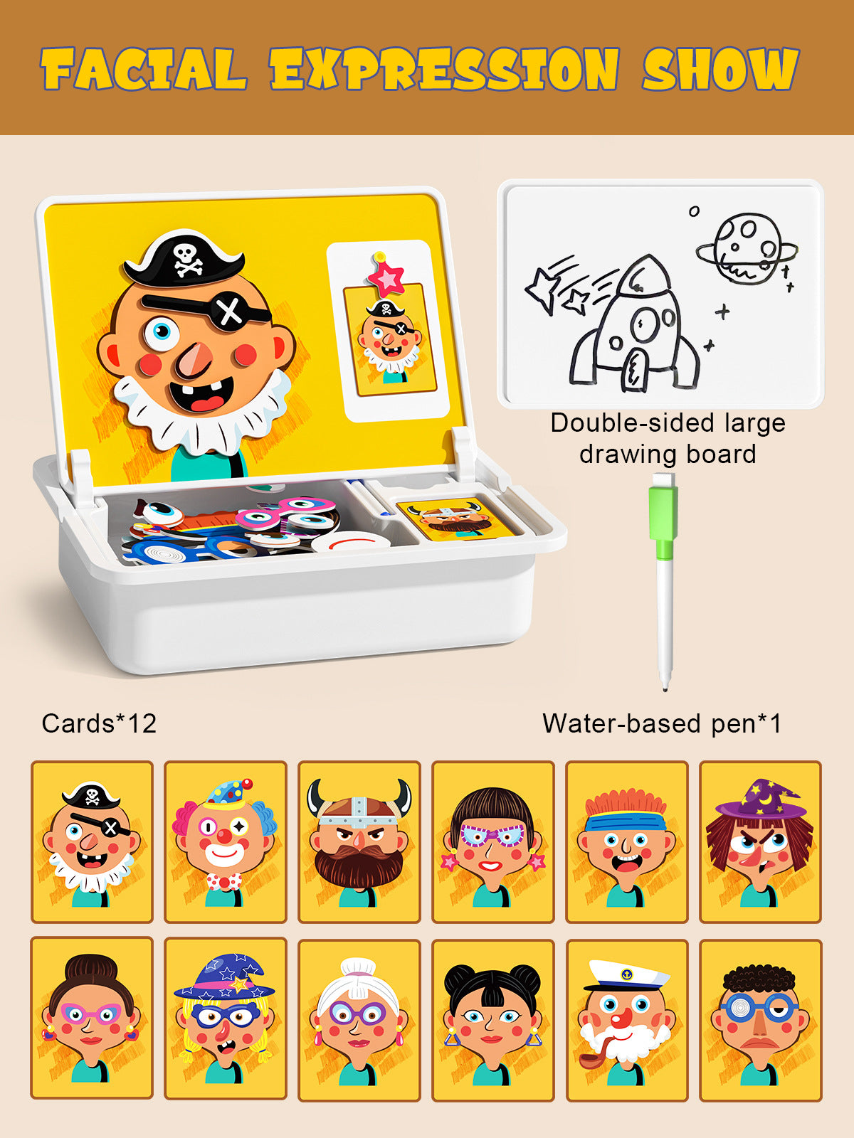 Magnetic Puzzles Face Dress Up Travel Game Double Side Preschool Educational Learning Toys for Kids