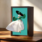 50% off – Paper bowl in solid walnut wood with ballet girl motif / Napkin holder in natural wood