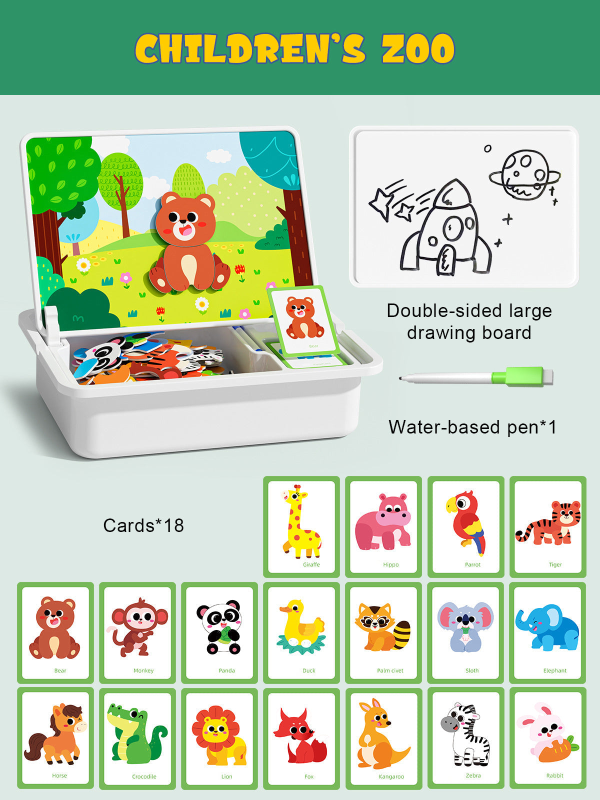 Magnetic Puzzles Face Dress Up Travel Game Double Side Preschool Educational Learning Toys for Kids
